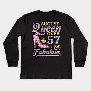August Queen Over 57 Years Old And Fabulous Born In 1963 Happy Birthday To Me You Nana Mom Daughter Kids Long Sleeve T-Shirt